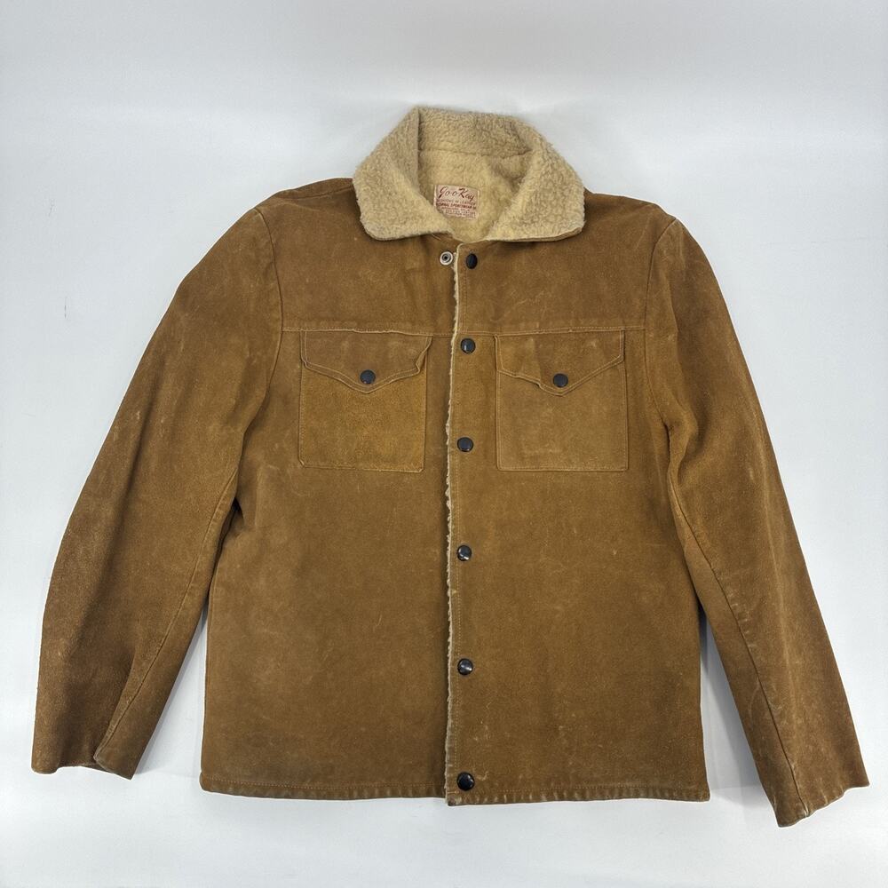 Vintage Jo-o-kay Corral Sportswear Jacket Men Medium Suede Sherpa Cody Rancher